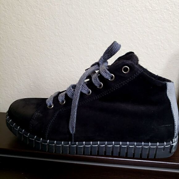 Andia Fora raset suede lace up black sneaker 38/7.5 - Picture 2 of 10